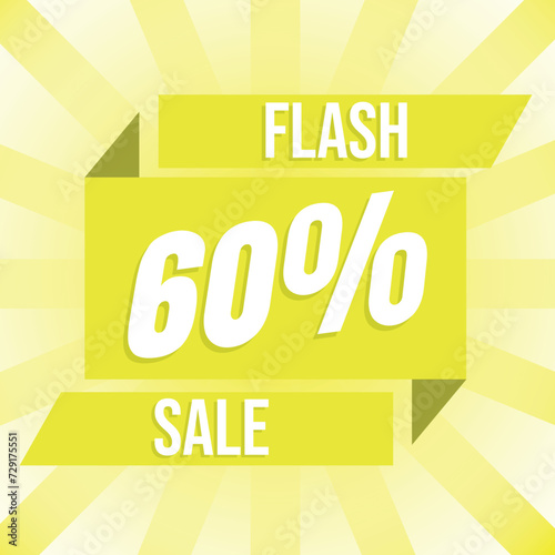 Flash Sale 60 off discount banner  Vector 60 off limited time offer super discount promotion special offer 60 discount  photo