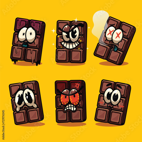 Chocolate Bar Cartoon Emoticon Set © tooner.studio