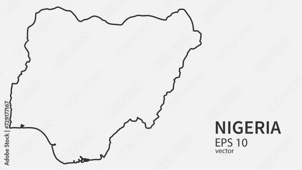 Vector line map of Nigeria. Vector design isolated on white background.
Vector line map of Nigeria. Vector design isolated on white background.