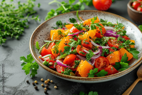 Fresh Bowl of Salad on a Table