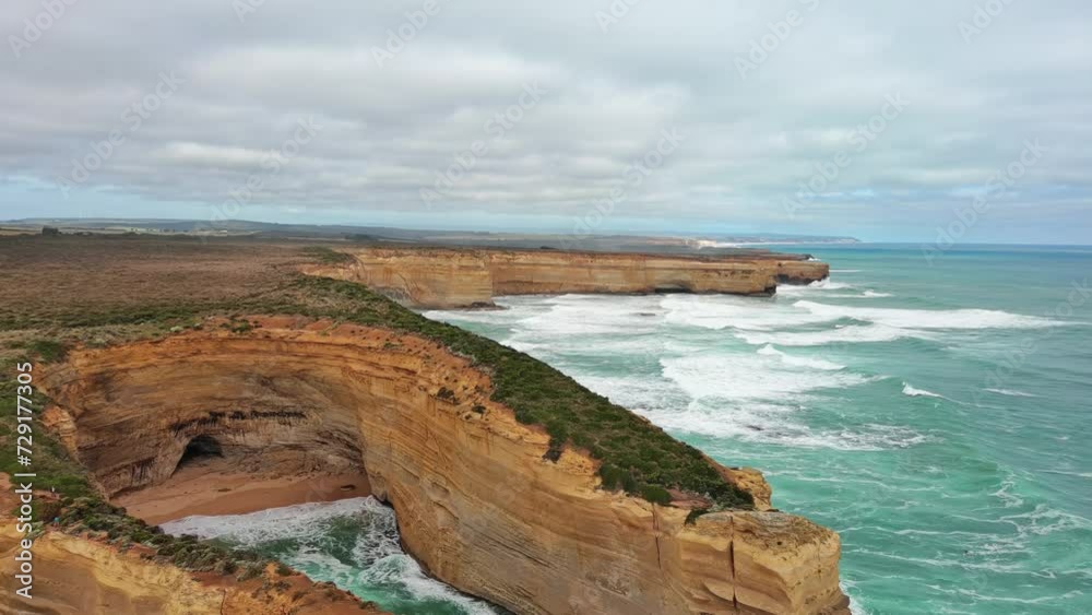Great Ocean Road, Australia: Aerial view of famous scenic coastal drive, ocean waves, sandy coves, and coastal trail, Sparks Gully near Port Campbell
Great Ocean Road, Australia: Aerial view of famous scenic coastal drive, ocean waves, sandy coves, and coastal trail, Sparks Gully near Port Campbell