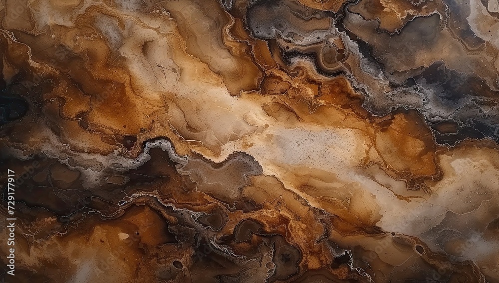 Elegant brown marble background with captivating abstract pattern beauty of natural stone textured surface blending shades of orange and yellow creates modern and artistic wallpaper design