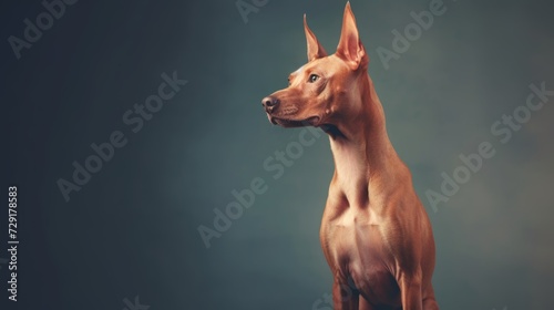 Cute Dog portrait studio shoot Studio background: Copy space