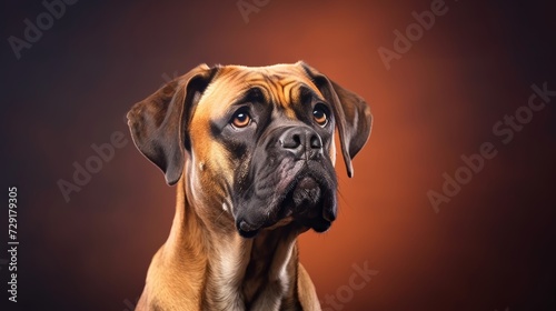 Cute Dog portrait studio shoot Studio background: Copy space