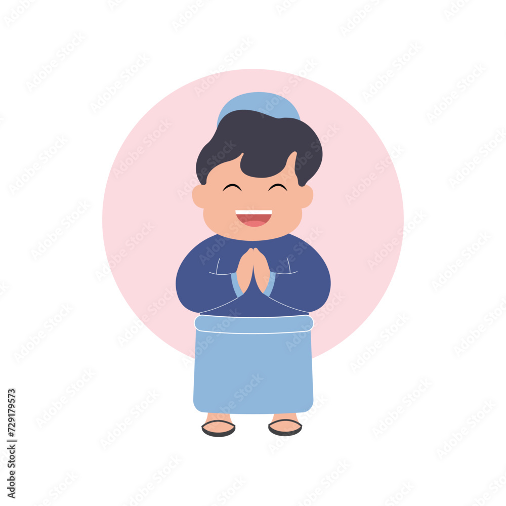 vector illustration of a cute child character breaking the fast simple concept eid mubarak happy vector illustration of a cute child character breaking the fast simple concept eid mubarak happy