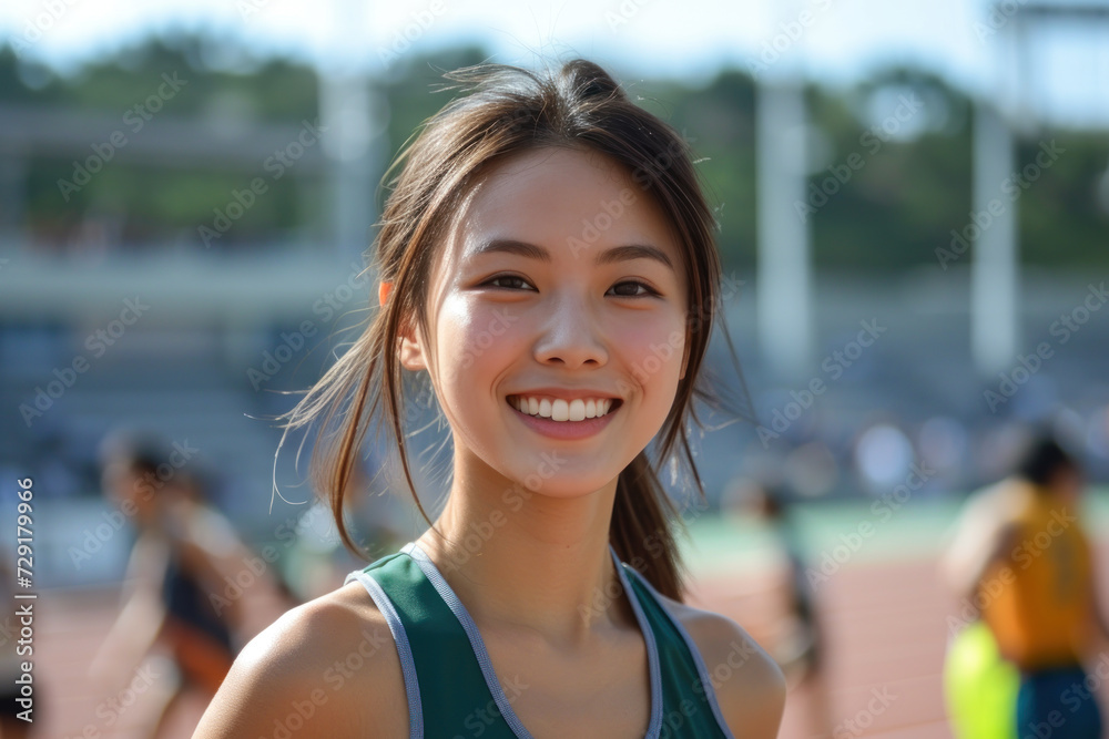 Asian woman wearing athletic activewear doing exercise, sport workout