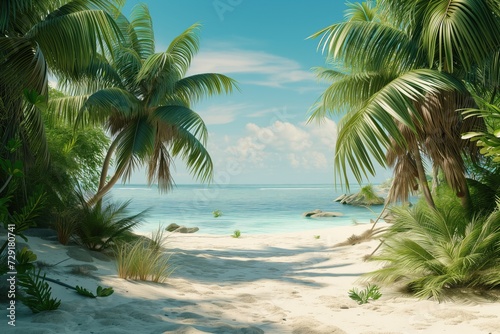 palm trees on tropical beach paradise