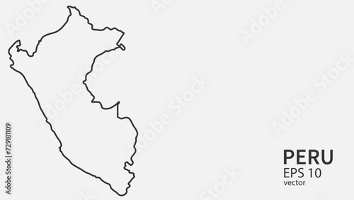 Vector line map of Peru. Vector design isolated on white background.	
 photo