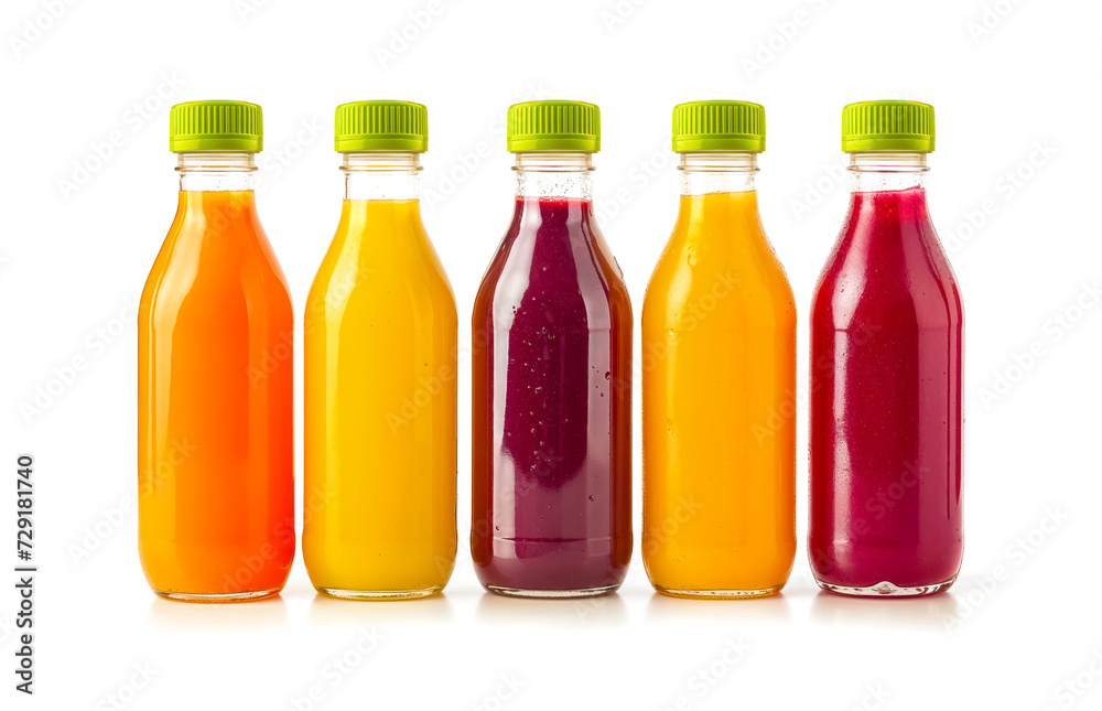 bouteilles de jus de fruits colorés sur fond blanc bouteilles de jus de fruits colorés sur fond blanc