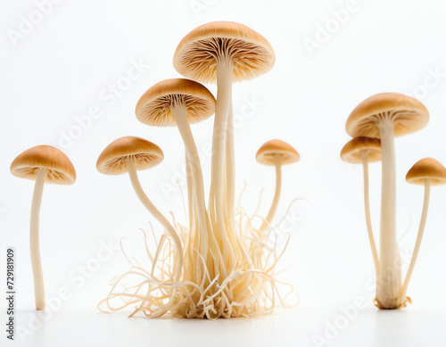 enoki mushrooms on a white background photo