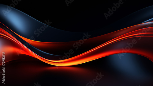 Abstract futuristic background with dark and warm color wave shapes. Visualization of motion 3d waves. Wallpaper or backdrop for modern projects