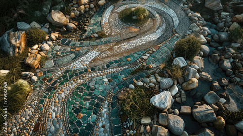 An aerial perspective of an exquisite eco-mosaic a testament to nature's beauty and human creativity © Veniamin Kraskov