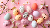 Easter quail eggs of various pastel shades