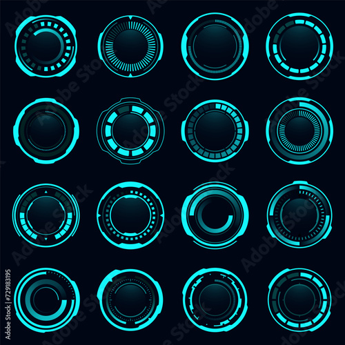 Vector hi-tech loading HUD futuristic cyberpunk style design element.