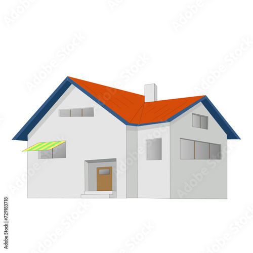 Modèle d'une maison individuelle sur fond blanc