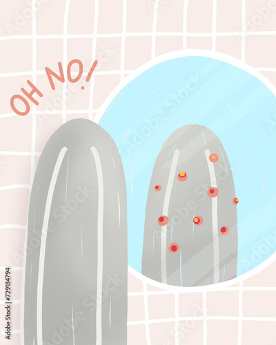 Tampon with pimples funny period illustration