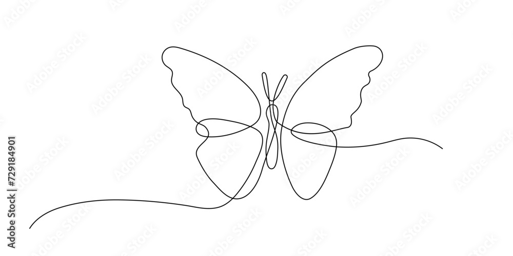 Butterfly Continuous one line drawing. Spring or Summer background. Black and white line art illustration. Hand drawn minimalism style. Flying butterfly logo. Beautiful insect in flight Butterfly Continuous one line drawing. Spring or Summer background. Black and white line art illustration. Hand drawn minimalism style. Flying butterfly logo. Beautiful insect in flight