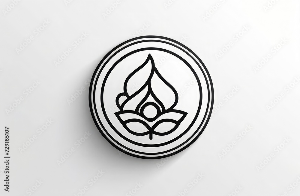 An elegant black and white symbol with a stylized lotus flower design, evoking themes of peace, spirituality, and harmony An elegant black and white symbol with a stylized lotus flower design, evoking themes of peace, spirituality, and harmony