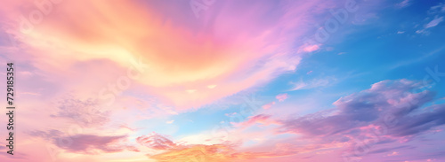 Beautiful colorful sky with sunset, sky background for graphics. © NaLan