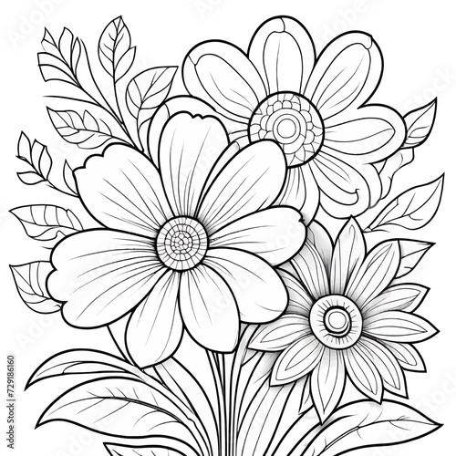 Children's floral illustration doodle coloring book hand drawn vector