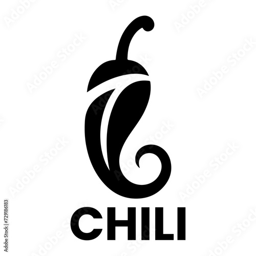 minimal chili brand logo concept black color silhouette