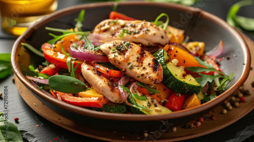 Grilled vegetables and chicken