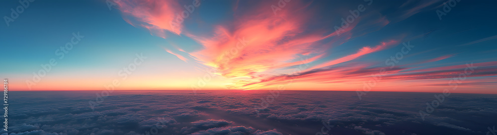 Panorama sunset sky and beautiful cloud, background concept.