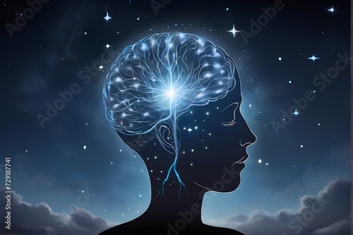 Person in the night State of Mind Meditation Stresses in Anxiety Mental Health