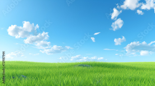 green field and blue sky   green grass and blue sky