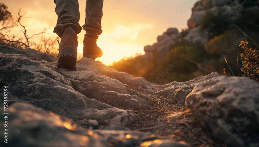 someone walking on the rocks at sunset someone walking on the rocks at sunset
