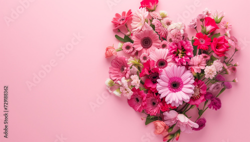 a bouquet of flowers of pink shape on a pink background
