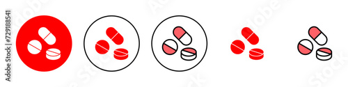 Pills icon set illustration. capsule icon. Drug sign and symbol