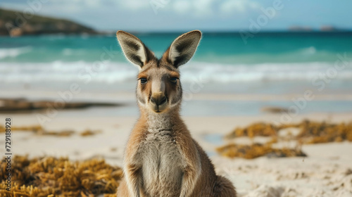 Kangaroo on the beach. 