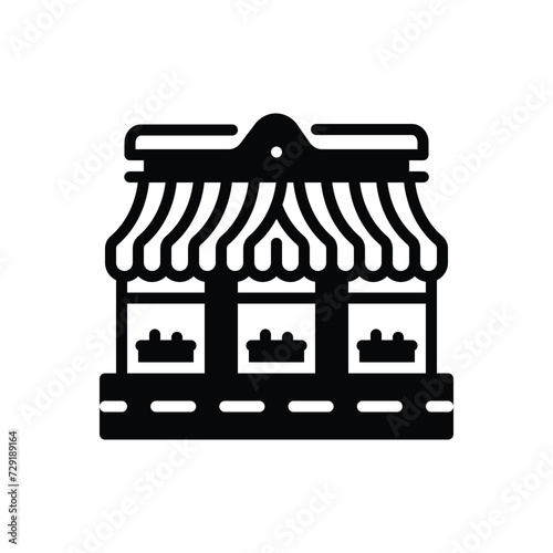 Black solid icon for market