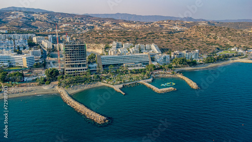 Aerial view of the seafront of Limassol, Cyprus.