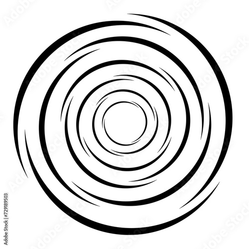 Whirlpool funnel icon, circular vortex waves, round tunnel pipe
