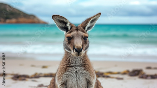 Kangaroo on the beach. 