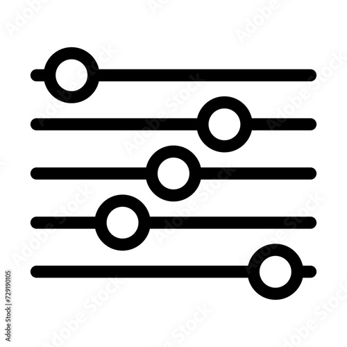 Adjustment parameters icon, settings filter button, regulation control panel