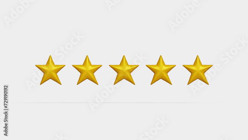 Five star rating feedback concept. Customer evaluation. Customer review rating. Best score point to review the service. 3d illustration photo