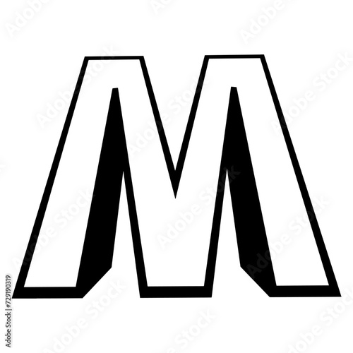 Logo letter m tall slender font letter m perspective height