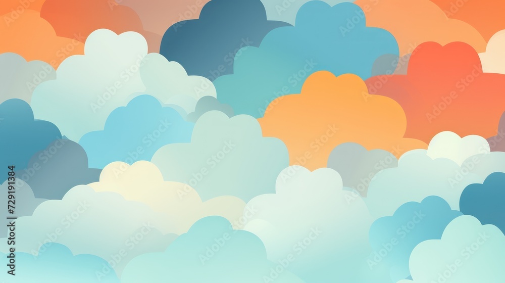 Colorful Stylized Cloud Illustration in Warm and Cool Tones. Background, wallpaper.