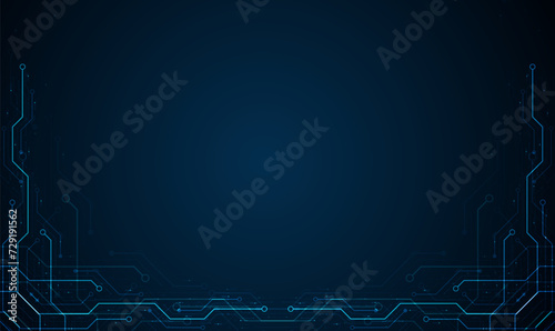 Circuit board. Motherboard. Blue technology background. photo