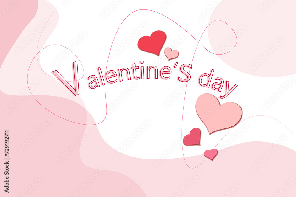 Card for Valentine's Day and love background concept with different pink heart shaped decorations.