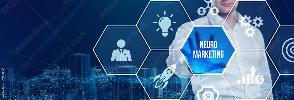 Fototapeta premium Neuromarketing. Sales and advertising marketing strategy concept. Business, Technology, Internet and network concept.