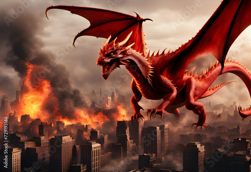 3d image of a great red dragon