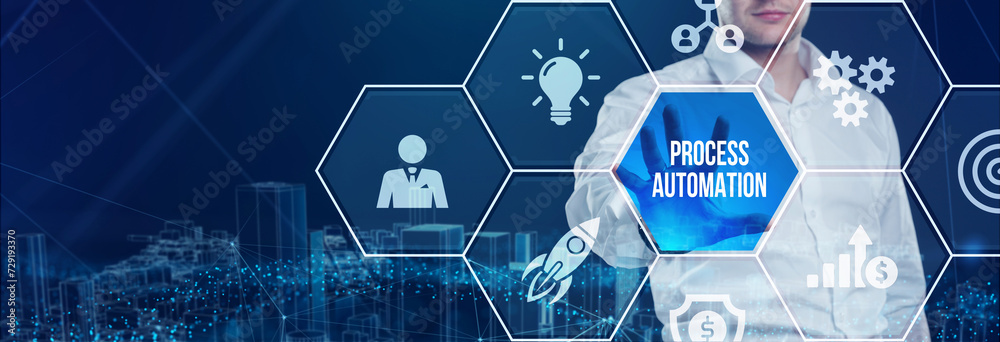 Fototapeta premium Business process automation, industrial technology innovation, optimization concept.