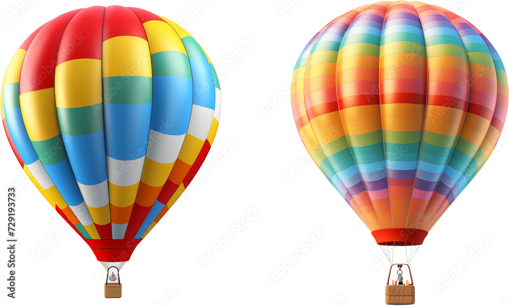 Fototapeta premium colored hot air balloons, coloured hot air balloon isolated on transparent