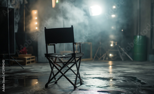 Director's Chair Amidst an Empty Film Set
