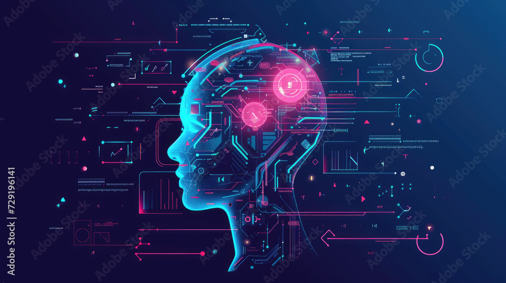 Artificial General Intelligence (AGI), also known as Strong AI refers to a type of Artificial Intelligence that has the Ability to Understand Learn and Apply its Intelligence Symbol Image Background - obrazy, fototapety, plakaty 