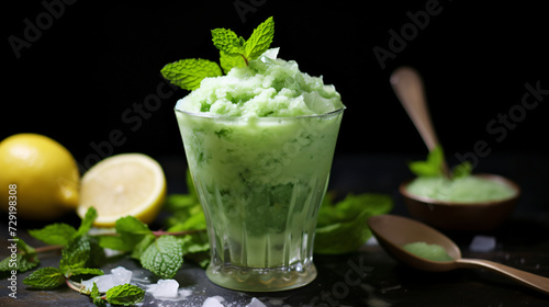 Middle Eastern frozen beverage made with mint